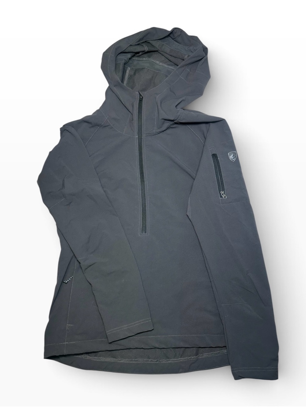 Kuhl Jacket Womens Small Black Traverse Pullover 1/2 Zip Hooded Nylon Stretch